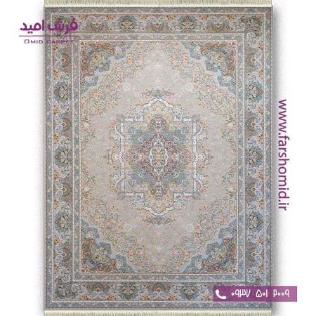 فرش ماشینی 1200 شانه گلبرجسته آرامش بژ قالی کشمیر