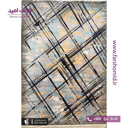 فرش مدرن و پتینه کد 4003۵Nb طوسی طلایی فرش سیزان