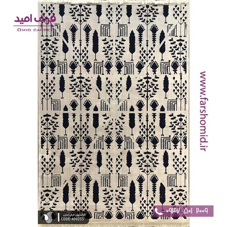 فرش ماشینی مدرن و پتینه کد 40925s شکلاتی مشکی فرش سیزان