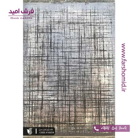 فرش ماشینی مدرن و پتینه کد 41005n طوسی طلایی فرش سیزان