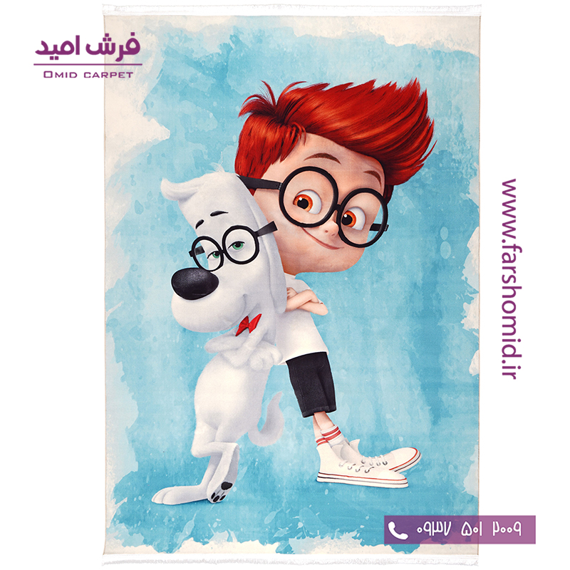 فرش ماشینی 700 شانه طرح آقای پیبادی و شرمن آبی 101217 کودک و نوجوان کلاریس محتشم