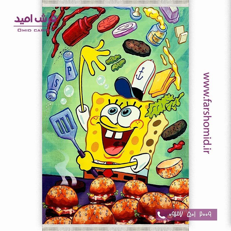 فرش ماشینی 700 شانه طرح باب اسفنجی 101220 کودک و نوجوان کلاریس محتشم