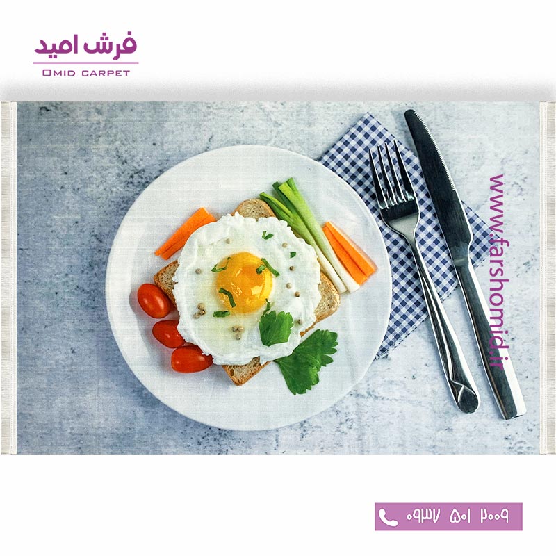 فرش ماشینی آشپزخانه  700 شانه طرح صبحانه 101400 کلاریس محتشم