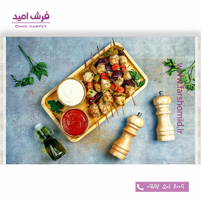 فرش ماشینی آشپزخانه  700 شانه طرح جوجه کباب 1014۱2 کلاریس محتشم