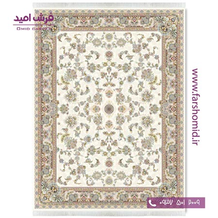 فرش ماشینی 700 شانه ۸ رنگ اصل افشان مشهد کرم قالی کشمیر