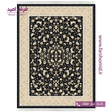 فرش ماشینی 700 شانه ۸ رنگ اصل افشان افشاری مشکی قالی کشمیر