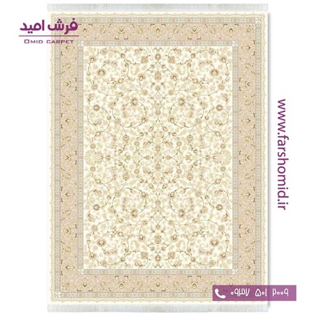 فرش ماشینی 700 شانه ۸ رنگ اصل افشان افشاری کرم قالی کشمیر
