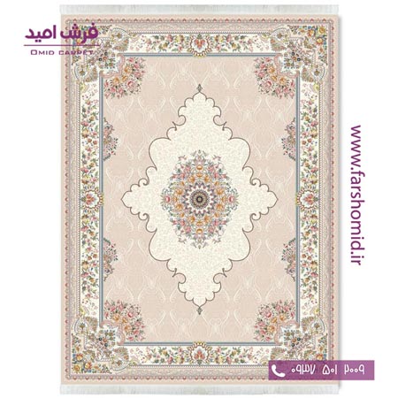 فرش ماشینی 700 شانه ۸ رنگ اصل آماندا بژ قالی کشمیر