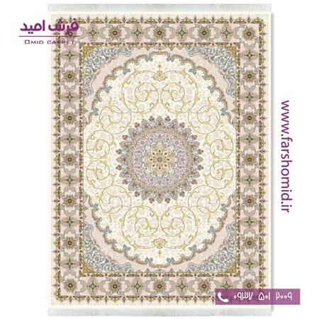 فرش ماشینی 700 شانه ۸ رنگ اصل هلیا کرم قالی کشمیر