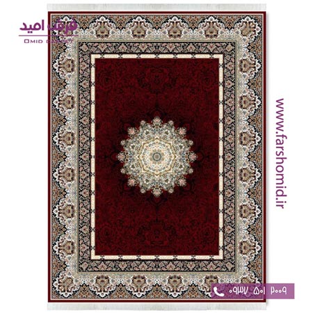 فرش ماشینی 700 شانه ۸ رنگ اصل خورشید روناسی قالی کشمیر