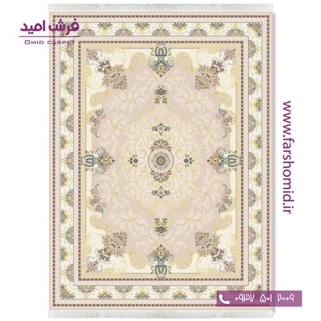 فرش ماشینی 700 شانه ۸ رنگ اصل مهیا بژ قالی کشمیر