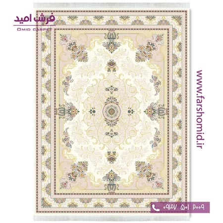 فرش ماشینی 700 شانه ۸ رنگ اصل مهیا کرم قالی کشمیر