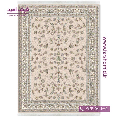 فرش ماشینی 700 شانه ۸ رنگ اصل افشان پری چهر بژ قالی کشمیر