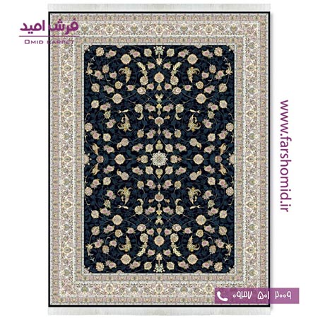 فرش ماشینی 700 شانه ۸ رنگ اصل افشان پری چهر مشکی قالی کشمیر