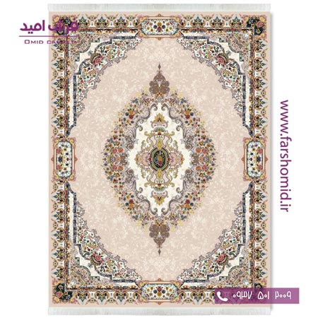 فرش ماشینی 700 شانه ۸ رنگ اصل رونیا بژ قالی کشمیر