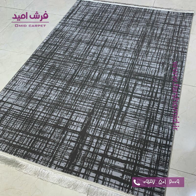 فرش ماشینی مدرن و پتینه کد 40266n طوسی فرش سیزان