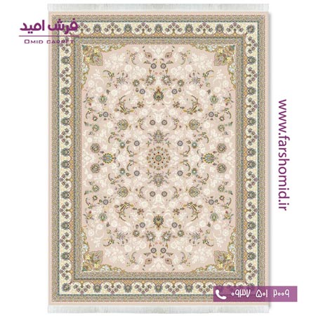 فرش ماشینی 700 شانه ۸ رنگ اصل افشان ساغر _شیدا بژ قالی کشمیر