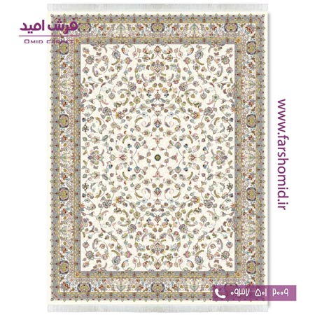 فرش ماشینی 700 شانه ۸ رنگ اصل افشان سرام کرم قالی کشمیر