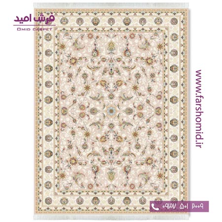 فرش ماشینی 700 شانه ۸ رنگ اصل افشان شاهان بژ قالی کشمیر