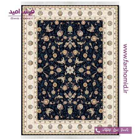 فرش ماشینی 700 شانه ۸ رنگ اصل افشان شاهان مشکی قالی کشمیر