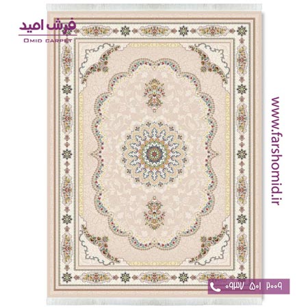 فرش ماشینی 700 شانه ۸ رنگ اصل ویونا بژ قالی کشمیر