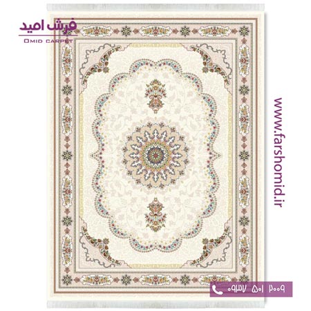 فرش ماشینی 700 شانه ۸ رنگ اصل ویونا کرم قالی کشمیر