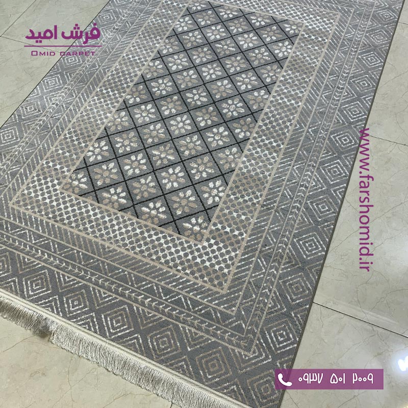 فرش ماشینی مدرن و پتینه کد 41017n طوسی فرش سیزان