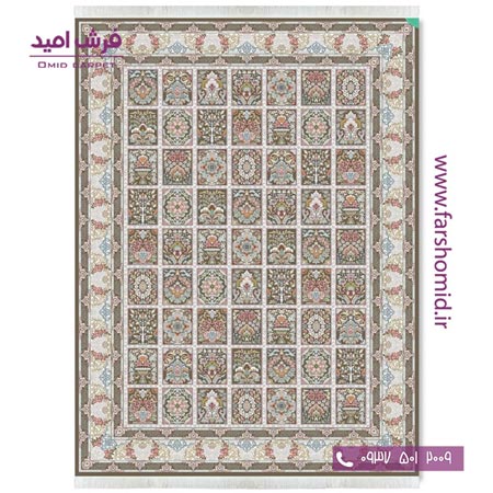 فرش ماشینی 700 شانه 10 رنگ اصل بهشت خشتی قهوه ای قالی کشمیر
