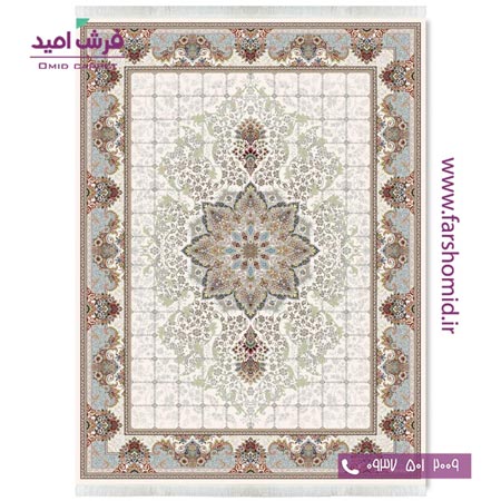 فرش ماشینی 700 شانه 10 رنگ اصل هیوا کرم قالی کشمیر