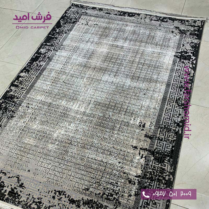 فرش ماشینی مدرن و پتینه کد 41040s سرمه ای فرش سیزان