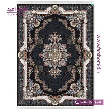 فرش ماشینی 700 شانه 10 رنگ اصل ماهور مشکی قالی کشمیر