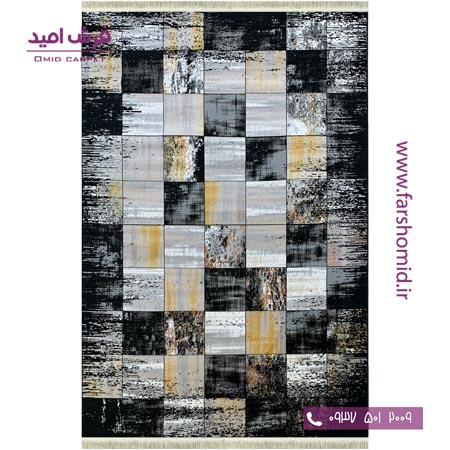 فرش ماشینی مدرن و پتینه کد 41952s سرمه ای فرش سیزان