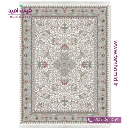 فرش ماشینی 700 شانه 10 رنگ اصل مهتاب افشان کرم قالی کشمیر