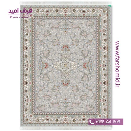 فرش ماشینی 700 شانه 10 رنگ اصل مهتاب افشان طوسی قالی کشمیر