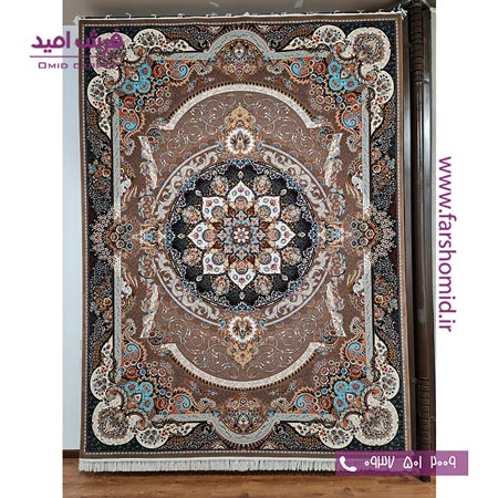 فرش ماشینی 700 شانه 10 رنگ اصل مانا نسکافه ای قالی کشمیر