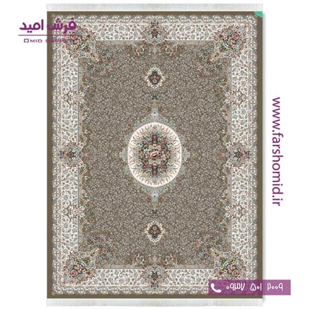 فرش ماشینی 700 شانه 10 رنگ اصل می گل نسکافه ای قالی کشمیر