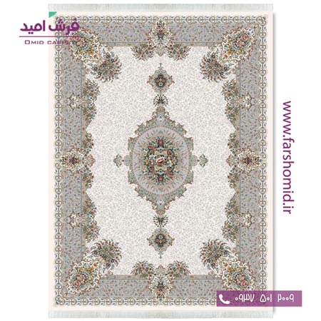 فرش ماشینی 700 شانه 10 رنگ اصل می گل کرم قالی کشمیر