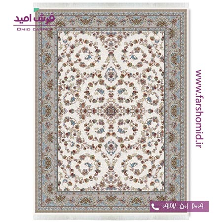 فرش ماشینی 700 شانه 10 رنگ اصل رز افشان کرم قالی کشمیر