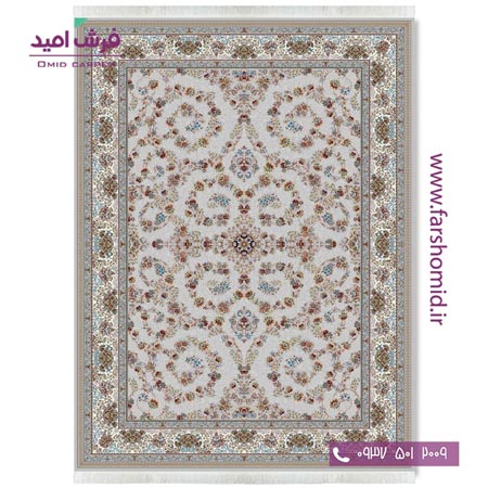 فرش ماشینی 700 شانه 10 رنگ اصل رز افشان طوسی قالی کشمیر
