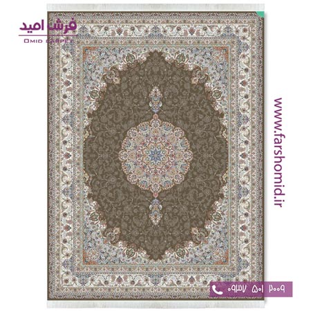 فرش ماشینی 700 شانه 10 رنگ اصل شاه عباسی نسکافه ای قالی کشمیر