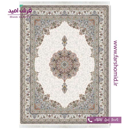 فرش ماشینی 700 شانه 10 رنگ اصل شاه عباسی کرم قالی کشمیر