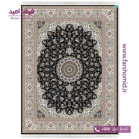 فرش ماشینی 700 شانه 10 رنگ اصل شمس مشکی قالی کشمیر
