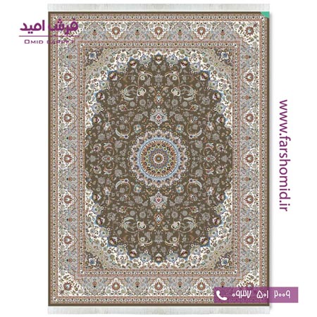 فرش ماشینی 700 شانه 10 رنگ اصل شمس نسکافه ای قالی کشمیر