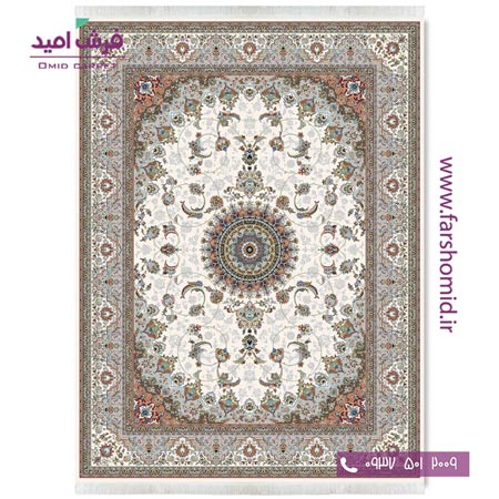 فرش ماشینی 700 شانه 10 رنگ اصل شمس کرم قالی کشمیر