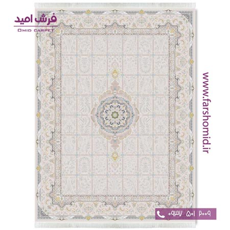 فرش ماشینی 1200 شانه گلبرجسته بهار بژ قالی کشمیر