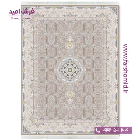 فرش ماشینی 1200 شانه گلبرجسته بهار نسکافه ای قالی کشمیر