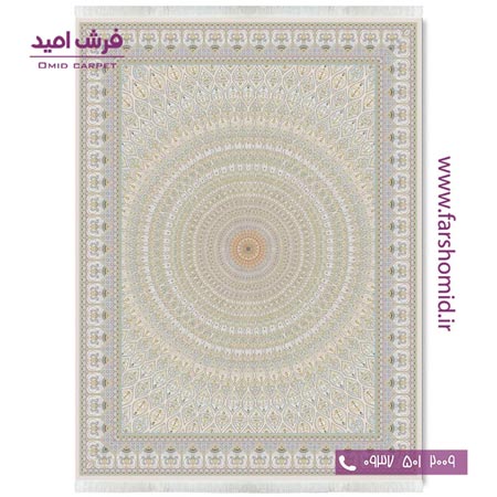 فرش ماشینی 1200 شانه گلبرجسته افشان گنبد بژ قالی کشمیر
