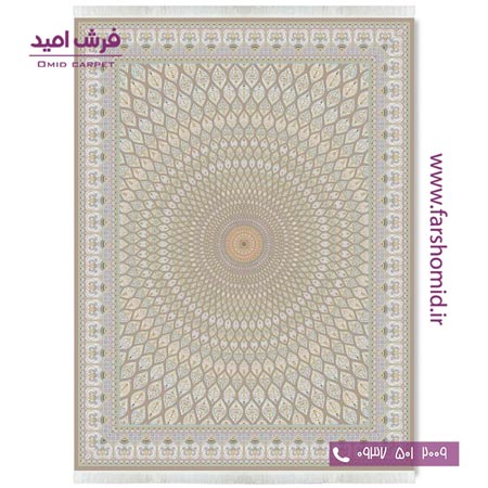 فرش ماشینی 1200 شانه گلبرجسته افشان گنبد نسکافه ای قالی کشمیر