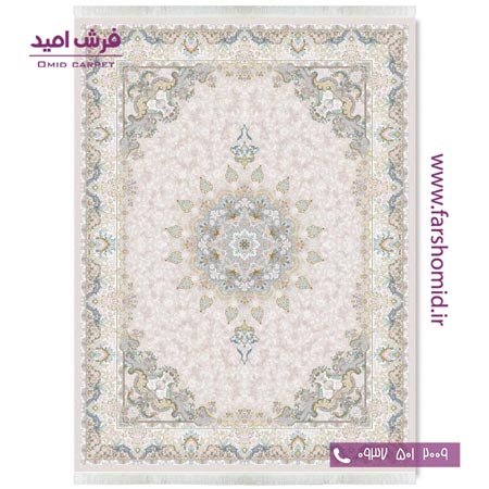 فرش ماشینی 1200 شانه گلبرجسته هنگامه بژ قالی کشمیر