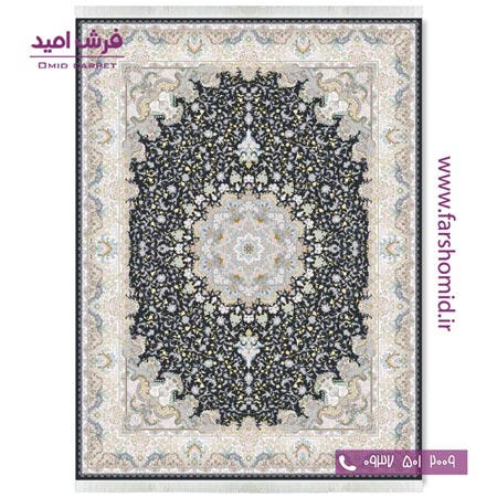 فرش ماشینی 1200 شانه گلبرجسته هنگامه زغالی قالی کشمیر